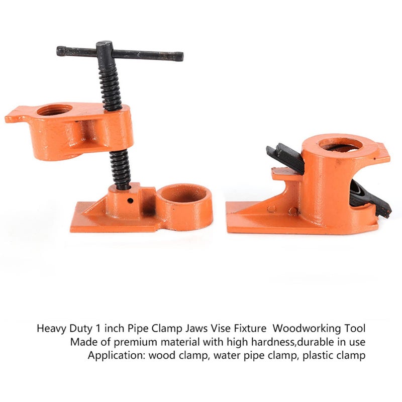 Walfront Heavy Duty 1 Inch Pipe Clamp Jaws Vise Fixture Set, Woodworking Tool Kit for Gluing and Drilling (1 PCS) - Image 2